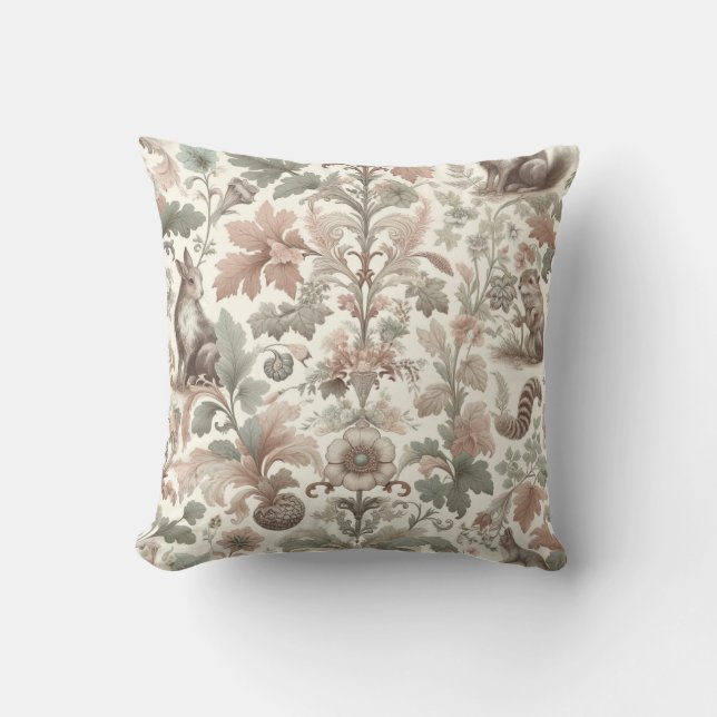Woodland Whispers: Victorian Nature Elegance Cushion (Front)