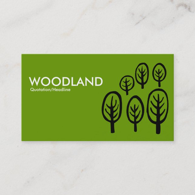 Woodland - White and Black on Green Business Card (Front)