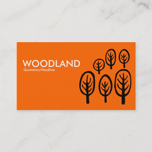 Woodland - White and Black on Orange Business Card (Front)