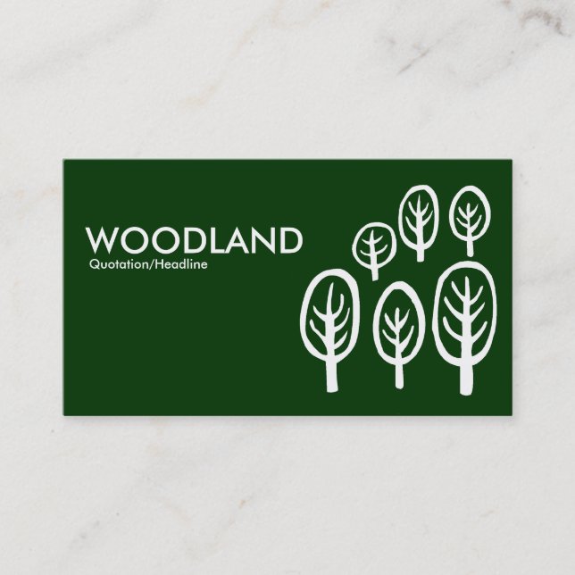 Woodland - White on Dark Green Business Card (Front)