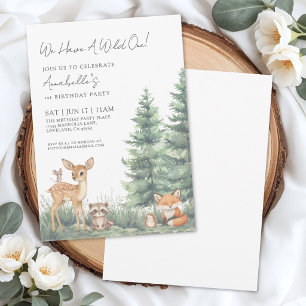 Woodland Wild One 1st Birthday Party Invitation