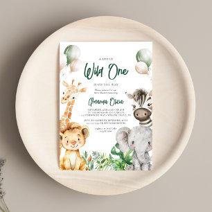 Woodland Wild One Animal Safari Baby Shower Invitation
