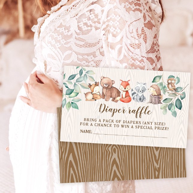 Woodland wild one animals diaper raffle cards (Creator Uploaded)
