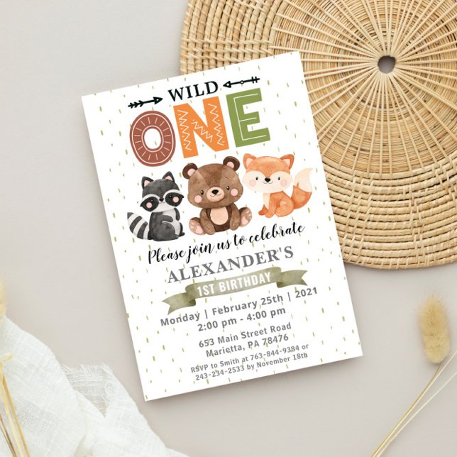 Woodland Wild One Birthday Party Invitation (Creator Uploaded)