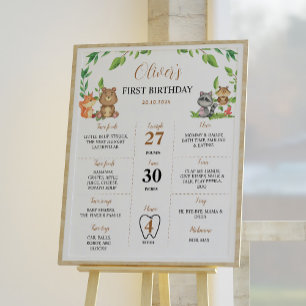 Woodland Wild One Birthday Party Milestone Sign