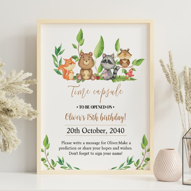 Woodland Wild One Birthday Time Capsule Sign (Creator Uploaded)
