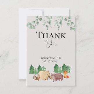 Woodland Wild ONE Thank You Card