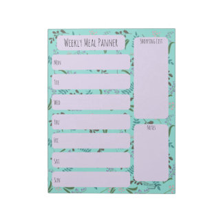 Woodland Wildflower Weekly Meal planner notepad 