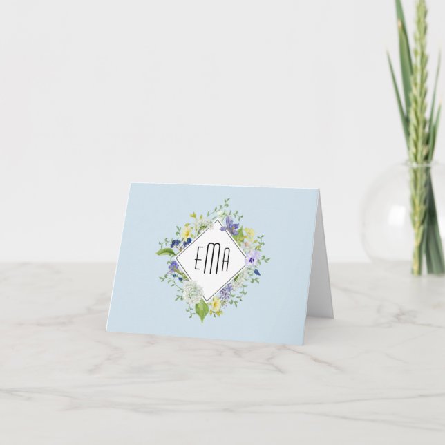 Woodland Wildflowers with Your Monogram Note Card (Front)