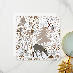 Woodland Wildlife Deer Fox Moose Greeting Or Blank Thank You Card