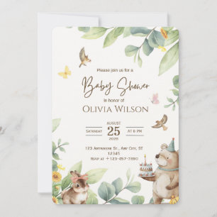 Woodland  winnie the pooh baby shower invitations 