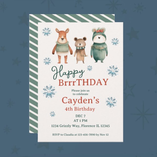 Woodland Winter Animal Boy Birthday Invitation (Creator Uploaded)