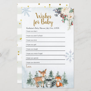 Woodland Winter Animal Forest Wishes for Baby
