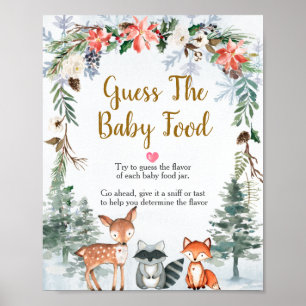 Woodland Winter Animals Forest Guess the Baby Food Poster