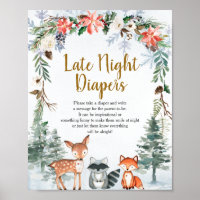 Woodland Winter Animals Forest Late Night Diapers