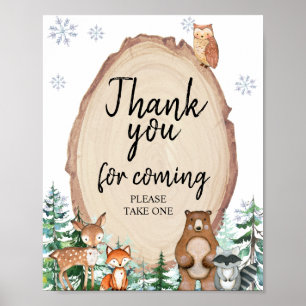 Woodland Winter Animals Thank you for coming Poster