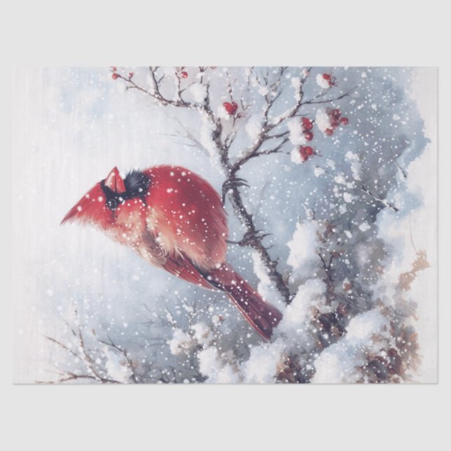 Woodland Winter Cardinal Bird Tissue Paper (Front)