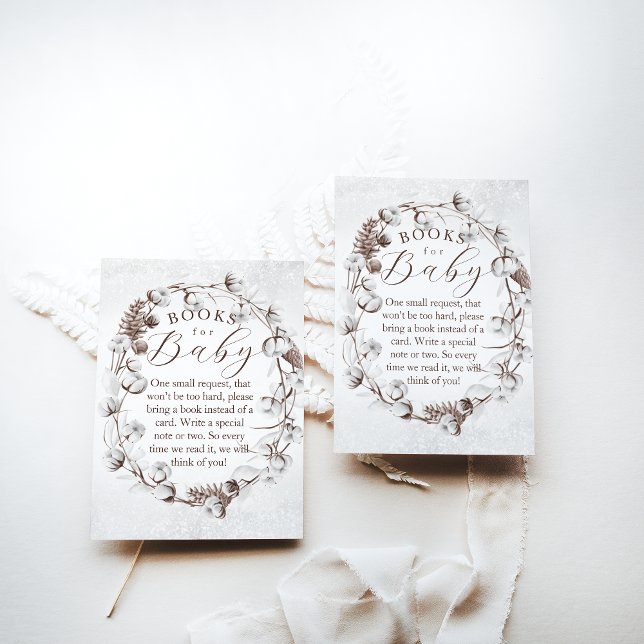 Woodland Winter Floral Books Request Baby Shower Enclosure Card (Creator Uploaded)