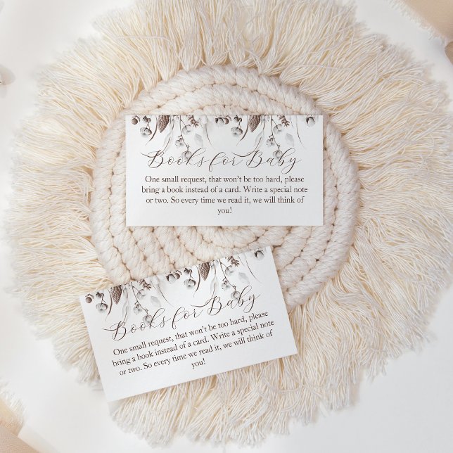 Woodland Winter Floral Books Request Baby Shower Enclosure Card (Creator Uploaded)