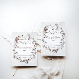 Woodland Winter Floral Diaper Raffle Baby Shower Enclosure Card