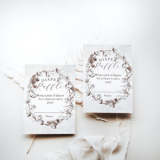 Woodland Winter Floral Diaper Raffle Baby Shower Enclosure Card (Creator Uploaded)