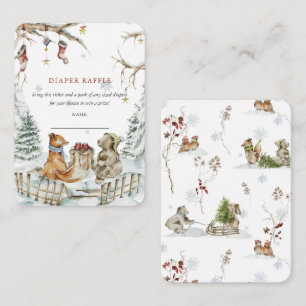 Woodland Winter Forest Baby Shower Diaper Raffle Enclosure Card