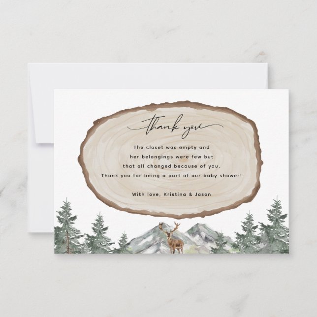 Woodland Winter Forest Baby Shower Thank You Cards (Front)