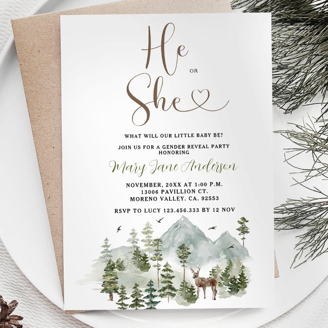 Woodland Winter Forest Gender Reveal  Invitation (Creator Uploaded)