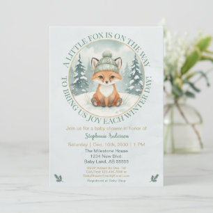 Woodland Winter Fox Baby Shower Invitation
