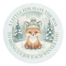 Woodland Winter Fox Baby Shower Invitation