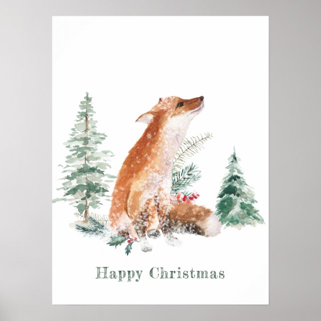 Woodland Winter Fox Pine Poster (Front)