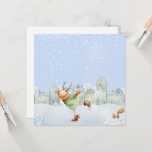 WOODLAND WINTER FRIENDS- ICE SKATING REINDEER (Front/Back In Situ)