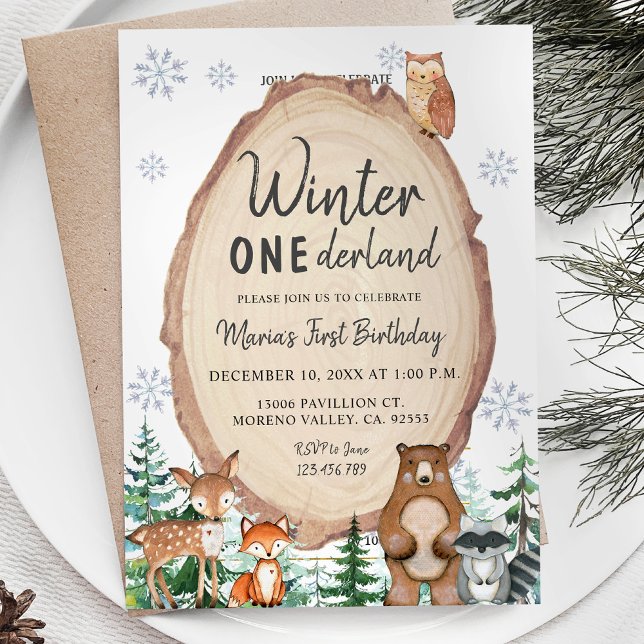 Woodland Winter Onederland Birthday Invitation (Creator Uploaded)