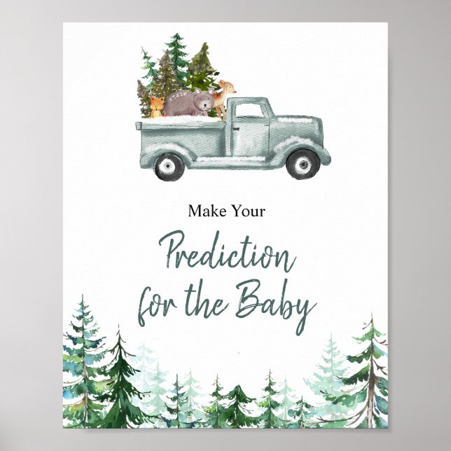 Woodland Winter Pine Trees Predictions for Baby  Poster (Front)