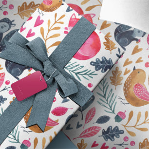 Woodland Winter Watercolor Fox Christmas Wrapping Paper