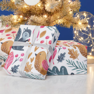 Woodland Winter Watercolor Fox Christmas Wrapping Paper