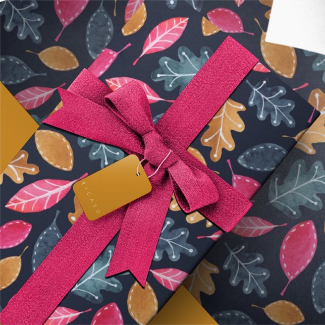 Woodland Winter Watercolor Leaves Christmas Wrapping Paper (Woodland Winter Watercolor Leaves Christmas Wrapping Paper from Ricaso. Stunning bold gift wrap)