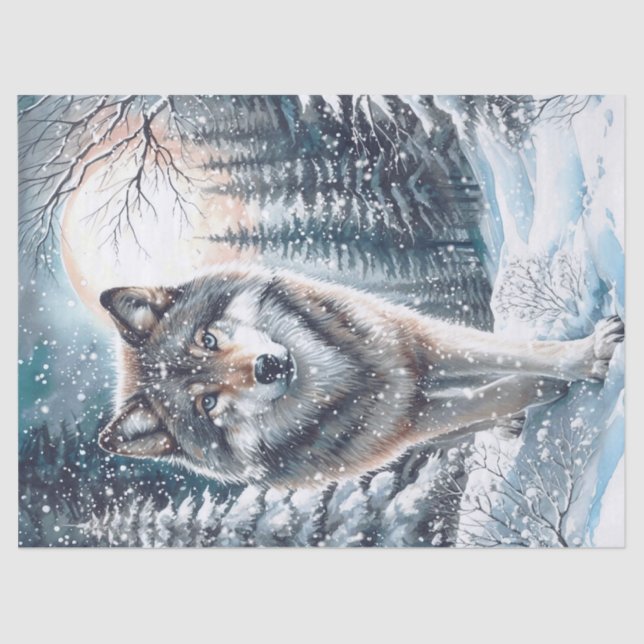 Woodland Winter Wolf Tissue Paper (Front)