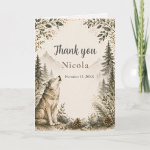Woodland Wolf Baby Shower Thank You Card