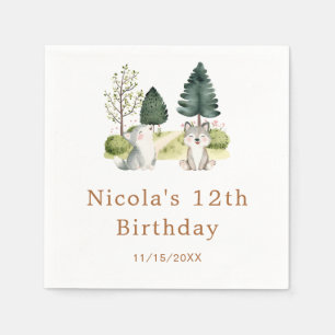 Woodland Wolf Birthday Party Napkin