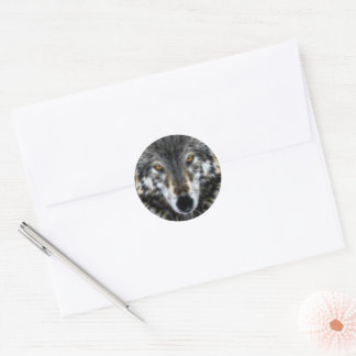 Woodland Wolf Inspirational Portrait Classic Round Sticker