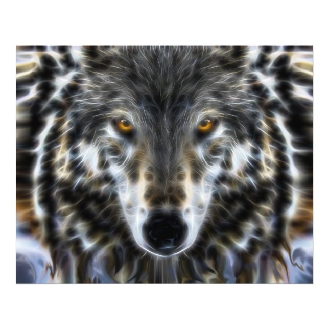 Woodland Wolf Inspirational Portrait Photo Print (Front)