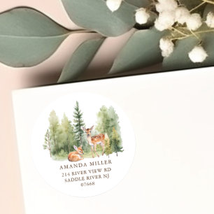 Woodland Wonder Deer Baby Shower Address Label