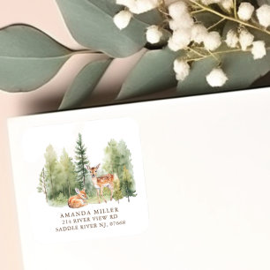 Woodland Wonder Deer Baby Shower Address Label