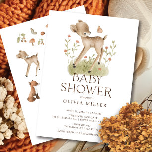 Woodland Wonder Deer Baby Shower Invitation