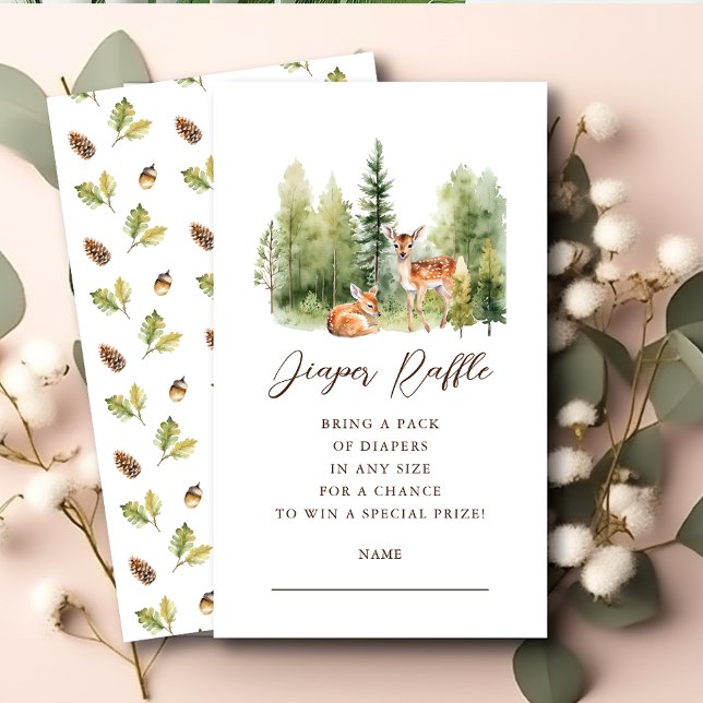 Woodland Wonder Deer Diaper Raffle Ticket Enclosure Card (Creator Uploaded)
