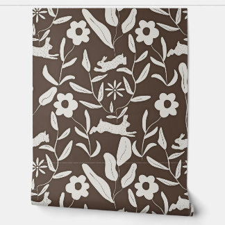 Woodland Wonderland On Textured Brown Wallpaper
