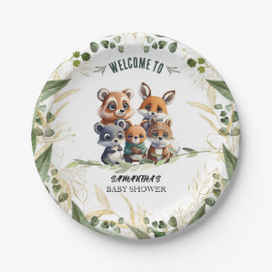 Woodland Wonders: A Forest Friends Baby Shower Paper Plate