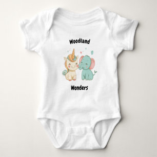 Woodland Wonders Unicorn & Elephant - Cute Friends Baby Bodysuit