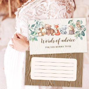 Woodland words of advice baby boy shower cards